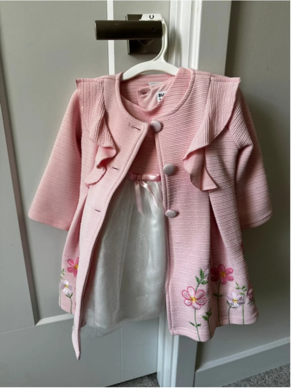 Girls  Formal Dress with Pink Coat 2T Pink White